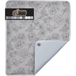 New Portable Ironing Mat, Magnetic Pad, Scorch Resistant, 28x24 Gray‎ Floral